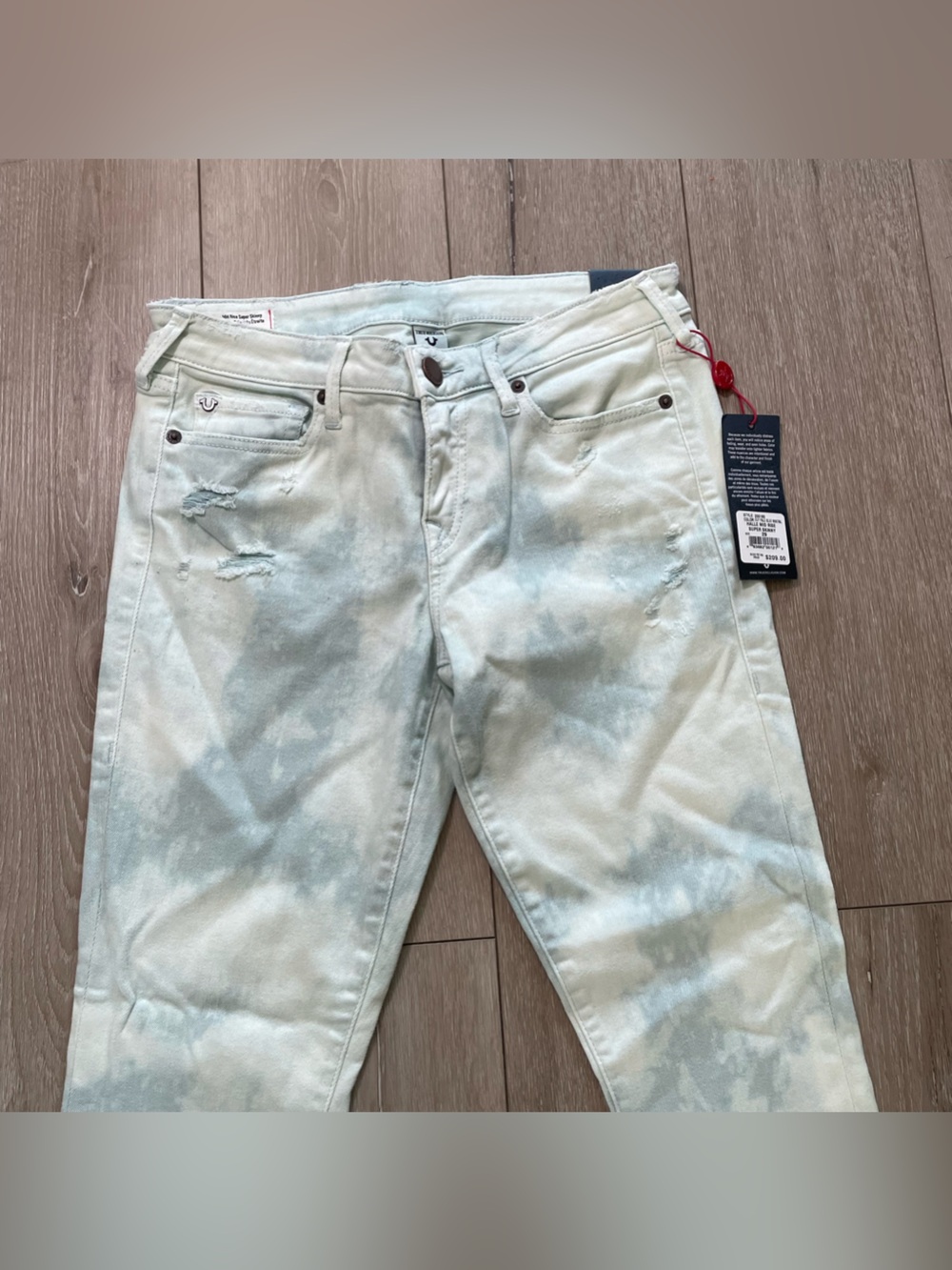 NWT True Religion Halle Mid Rise Super Skinny Jeans Size 29 - Light Tie Dye Wash - Picture 2 of 10